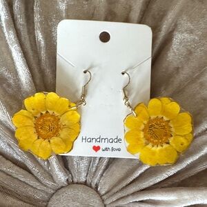 Artisan Made Yellow Flower Earrings